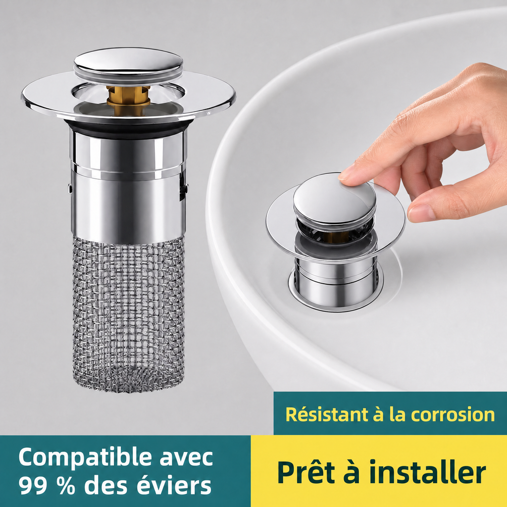 Filtre Anti-Bouchon pour Évier – Crépine Inox Anti-Odeur