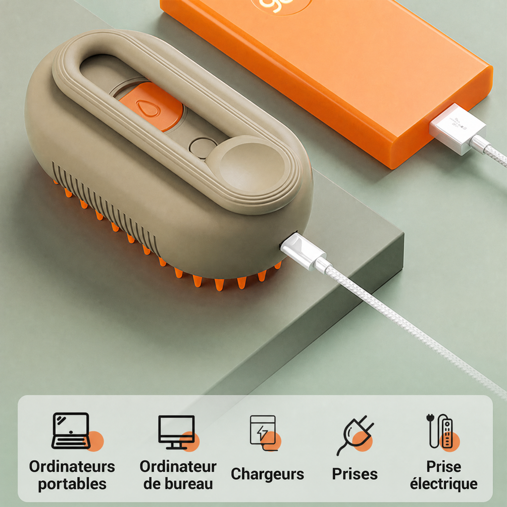 Brosse à Vapeur 3 en 1 pour Chat et Chien